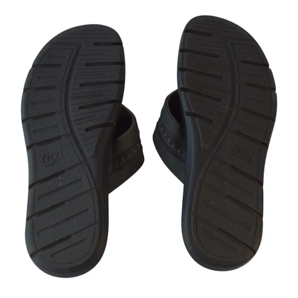Black Leather Sandals Men Size 8.5 – Comfortable Slip-On Shoes